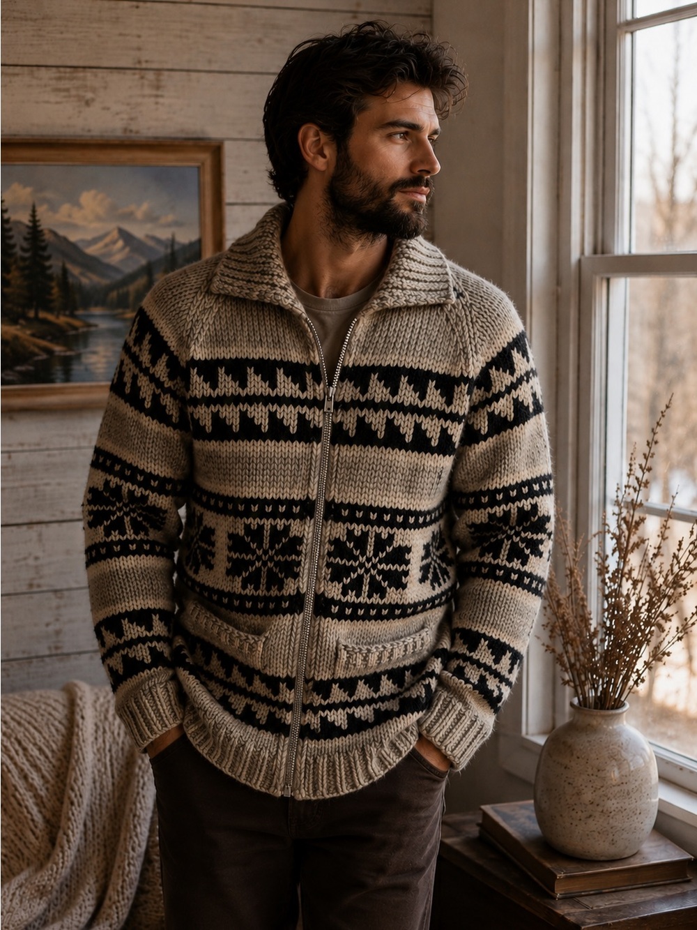 Handcrafted Genuine Wool Cowichan Cardigan